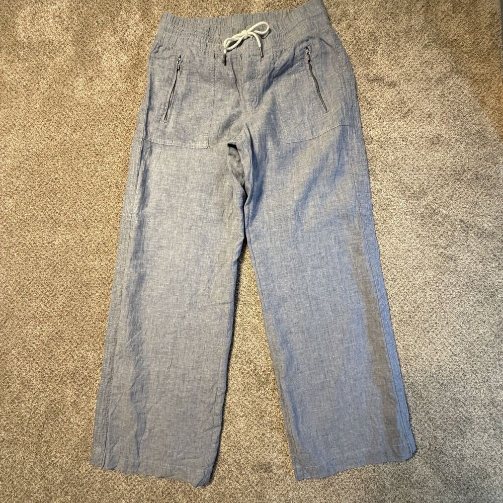 Athleta 100% Linen Wide Leg Cabo Resort Pants Size 6 Vacation Cruise